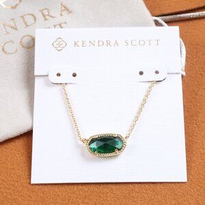 Kendra Scott Elisa Green Cat's Eye Necklace Gold